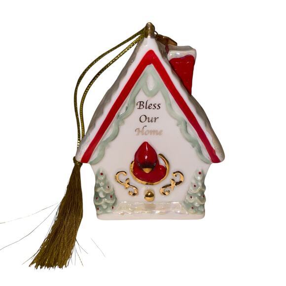 NWT Lenox "Bless Our Home" Christmas ornament "2010" - Holiday Cardinal Ceramic - Picture 4 of 16